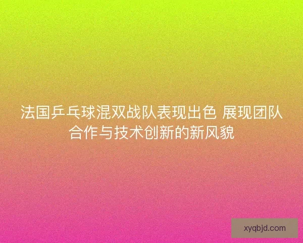 法国乒乓球混双战队表现出色 展现团队合作与技术创新的新风貌