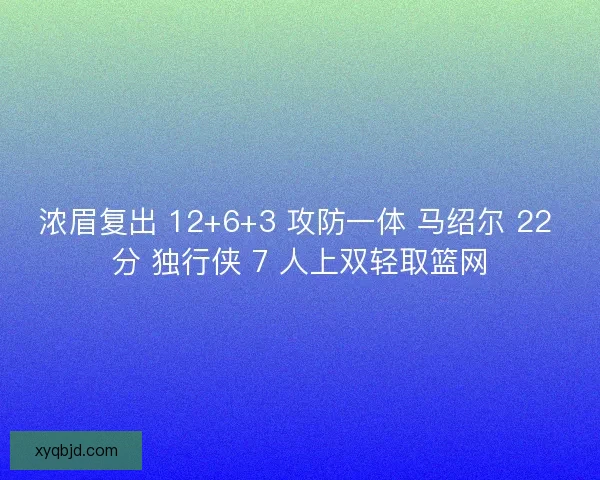 浓眉复出 12+6+3 攻防一体 马绍尔 22 分 独行侠 7 人上双轻取篮网