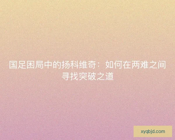 国足困局中的扬科维奇：如何在两难之间寻找突破之道