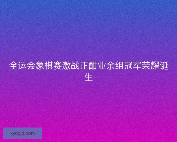 全运会象棋赛激战正酣业余组冠军荣耀诞生